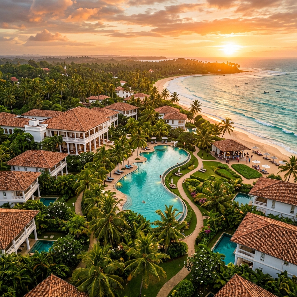 Aerial view of Serenova Villas luxury resort, Bentota, Sri Lanka
