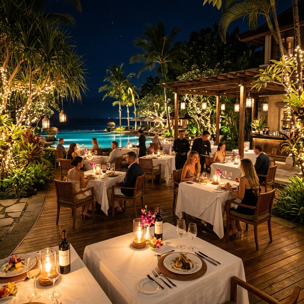 Fine dining restaurant with ocean views