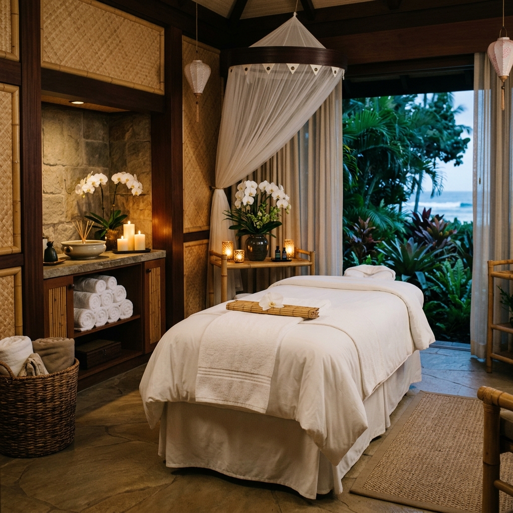 Ayurvedic spa treatment room